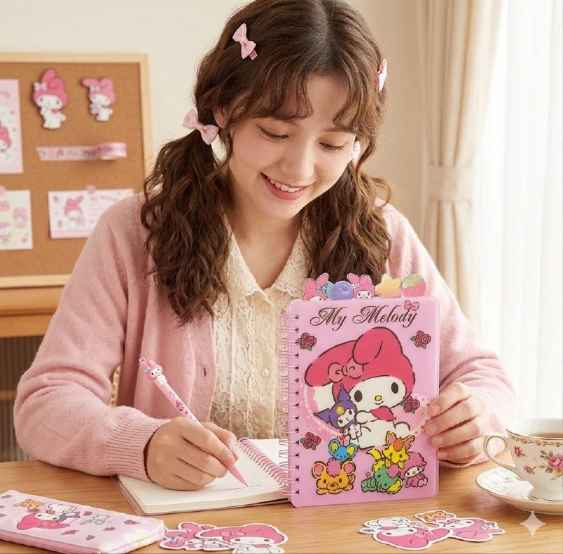 CUADERNO LIBRETA DE HELLO KITTY CON PESTAÑAS DECORATIVAS 16X22CM