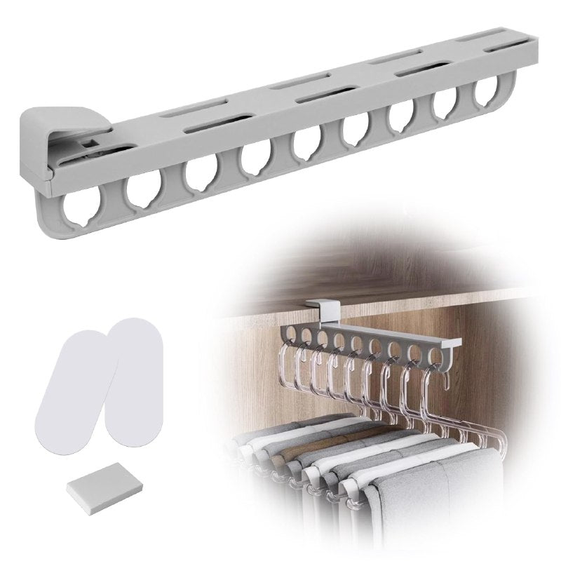 ORGANIZADOR BARRA DE ROPERO EXTRAIBLE IDEAL PARA OPTIMIZAR EL ESPACIO TIPOO PERCHERO 8X38X4CM