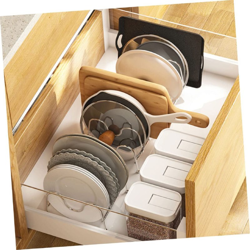 ORGANIZADOR SOPORTE METALICO PARA TAPADERAS DE OLLAS O PLATOS, CAPACIDAD DE 3 OBJETOS