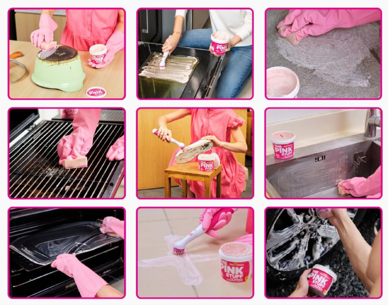 SET DE PASTA MILAGROSA Y HERRAMIENTAS DE FREGADO ELECTRICO PARA INTERIORES Y EXTERIORES MILAGROSO 6PCS THE PINK STUFF