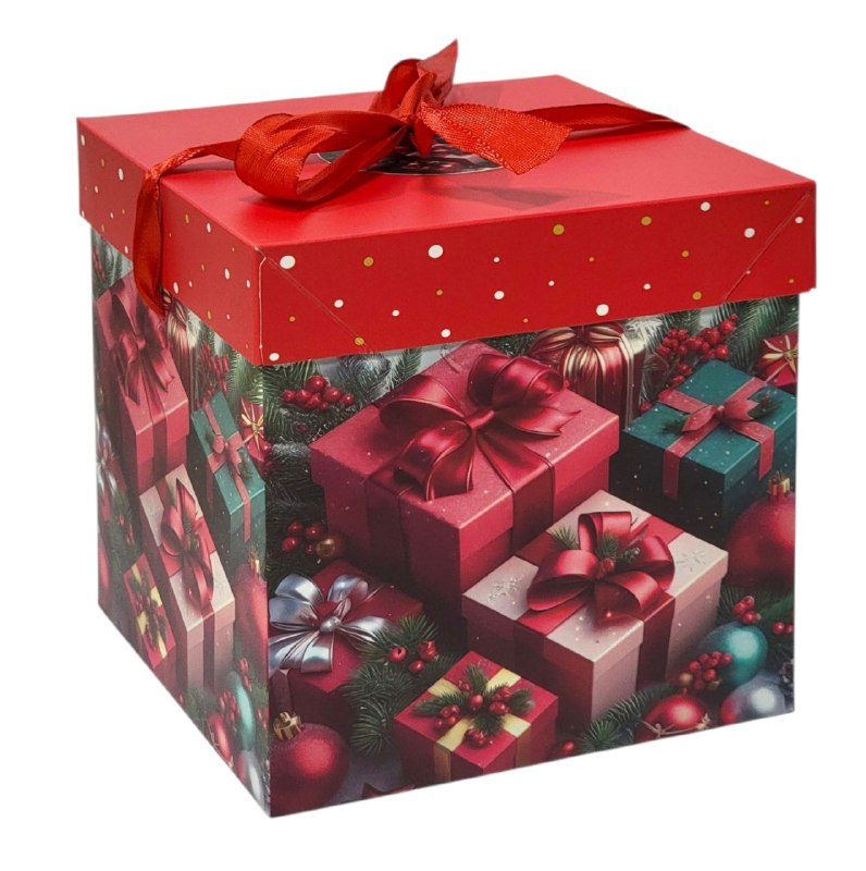 CAJA DE REGALO NAVIDEÑA MEDIANA 15X15CM