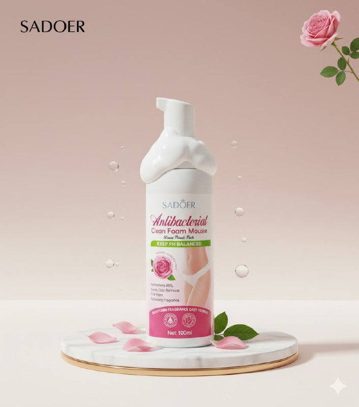 JABON INTIMO EN ESPUMA ANTIBACTERIAL DE MUJER CON EXTRACTO DE ROSA SADOER 100ML