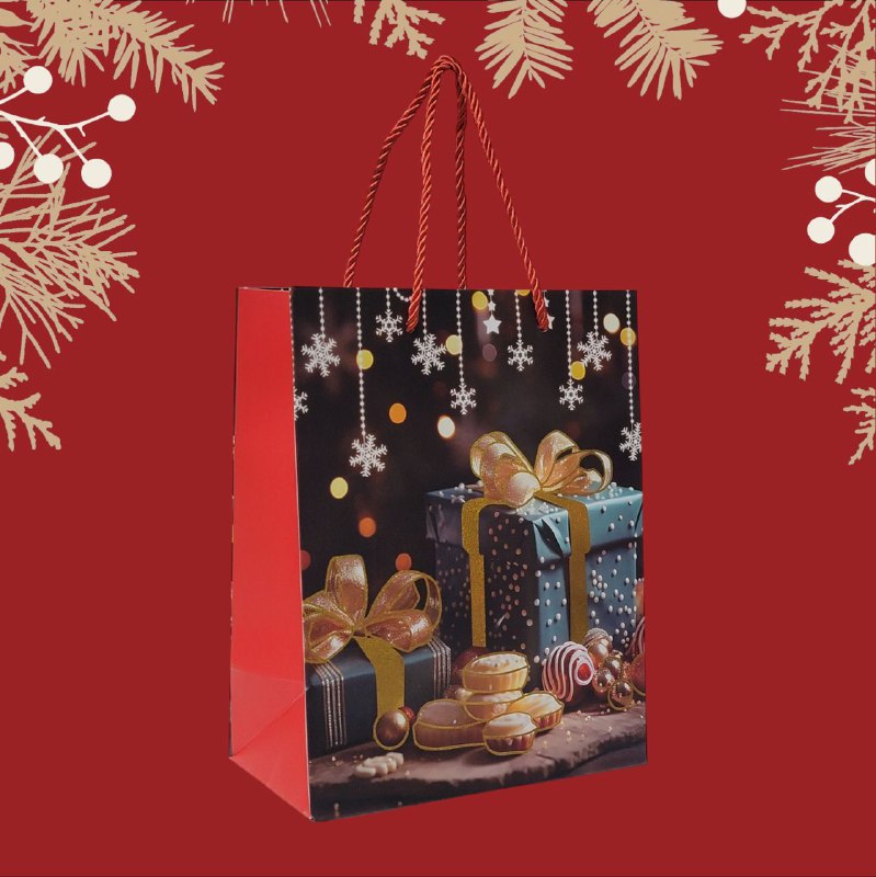 BOLSA DE REGALO NAVIDEÑA GRANDES ELEGANTES 30X12X41.5CM