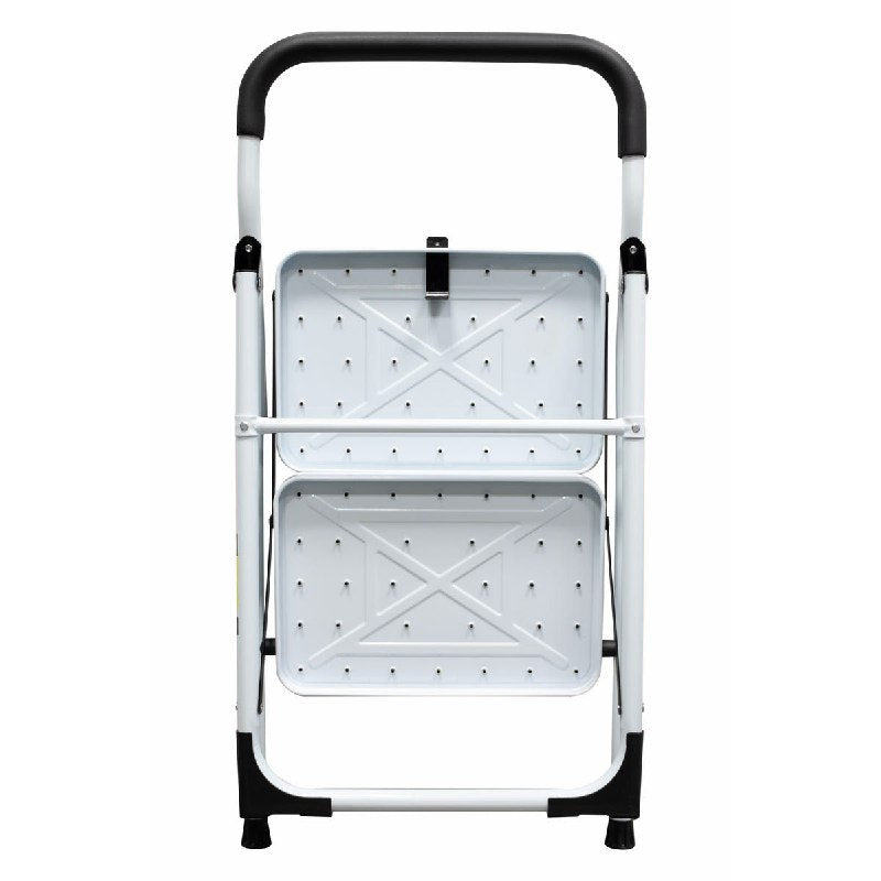 ESCALERA PLEGABLE DE 2 NIVELES, USO FAMILIAR, CUBIERTA ACOLCHADA DE GOMA DE ALTA CALIDAD, COMODA Y DURADERA, TUBOS DE ACERO, Y SUPERFICIE ANTIDESLIZANTE