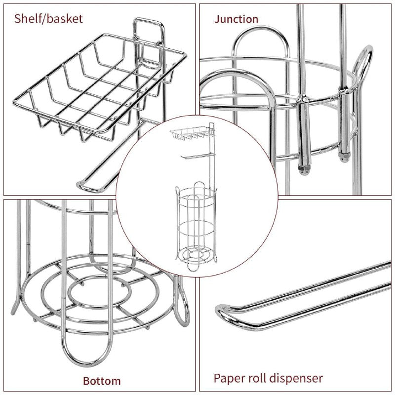 ESTANTE ORGANIZADOR PARA BAÑO DE PAPEL HIGIENICO ACABADO CROMADO, BARRA DISPENSADORA, ELEGANTE A PRUEBA DE OXIDO HLNY BY HOME LIVING