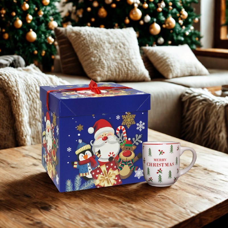 CAJA DE REGALO NAVIDEÑA GRANDE 22X22X22CM