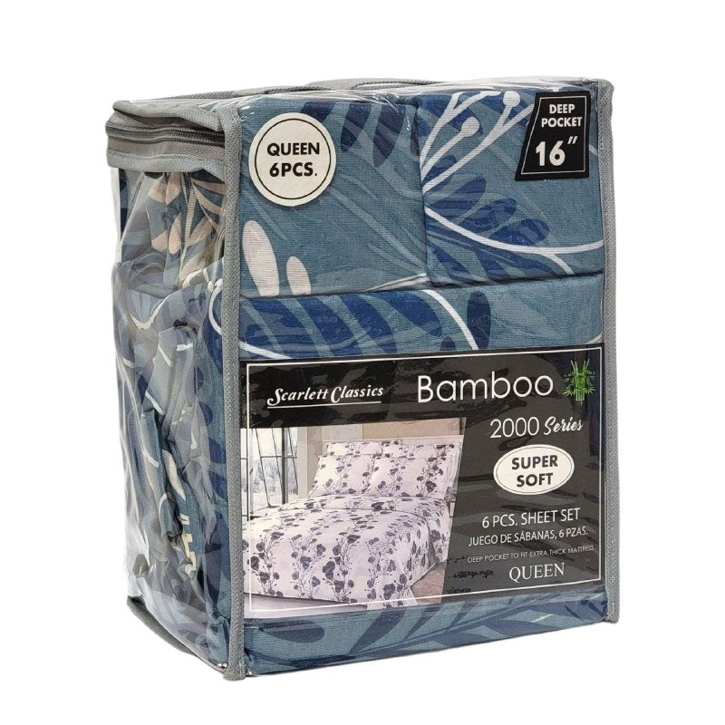 JUEGO DE SABANAS CAMERA DE 6 PIEZAS QUEEN SCARLETT CLASSICS BAMBOO, 54 ESTILOS