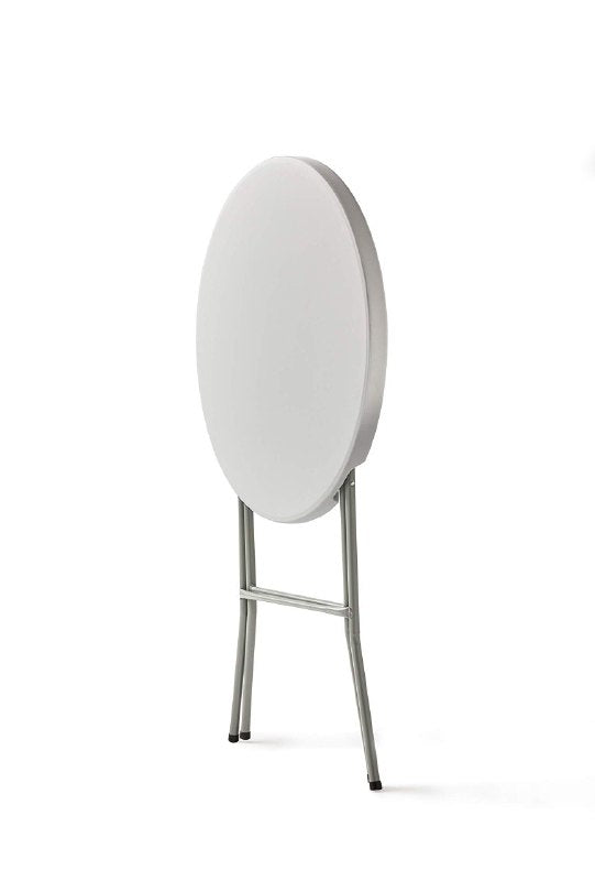 MESA COMEDOR REDONDA DE PIE,PLEGABLE DE PLASTICO PORTATIL, DE COCTEL, MESA ALTA DE BAR, ESTRUCTURA DE ACERO INOXIDABLE, FACIL DE INSTALAR Y GUARDAR HOMESTAR 135.5X5X81CM