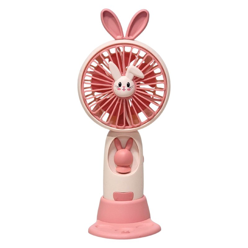 VENTILADOR DE MANO O MESA RECARGABLE CON LUZ LED Y SOPORTE PARA CELULAR CARTOON FAN 3 COLORES