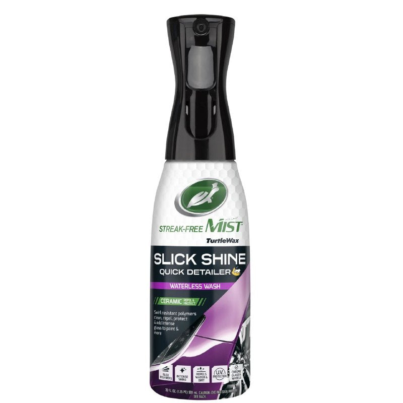 CERA LIQUIDA EN SPRAY PARA AUTO, DA BRILLO RESBALADIZO PARA DETALLES RAPIDOS, LAVADO SIN AGUA QUE SE LIMPIA FACILMENTE STEAK FREE MIST TURTLEWAX SLICK SHINE 591ML