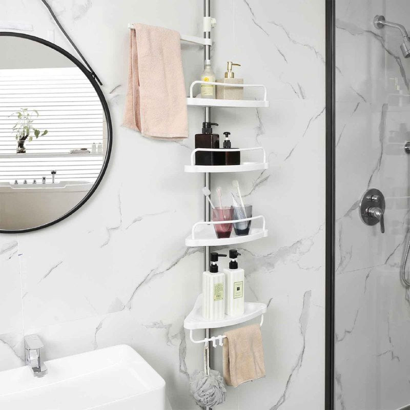 ORGANIZADOR ESQUINERO MULTIFUNCIONAL PARA BAÑO 4 REPISAS ACERO INOXIDABLE