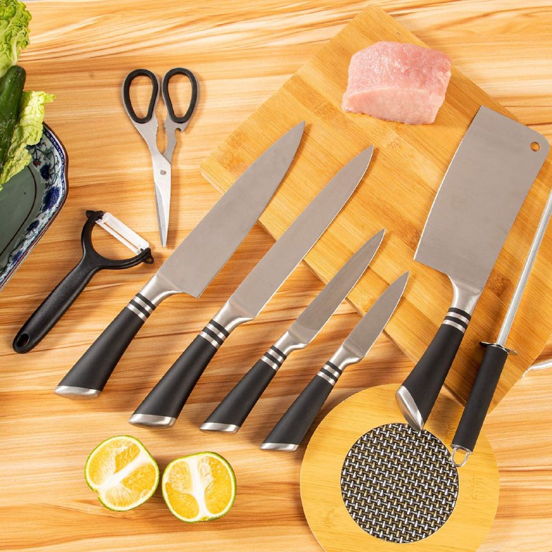 JUEGO DE CUCHILLOS DE COCINA, SET DE CUCHILLOS DE ACERO INOXIDABLE DE 9 PIEZAS UNIQUE GERMANY 2023 NEW ARRIVAL