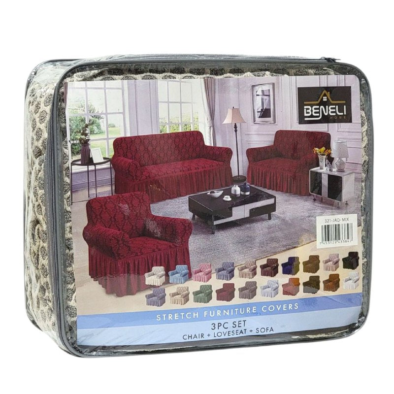 SET DE FORROS ELASTICOS DE MUEBLES, JUEGO DE 3 PIEZAS PARA MUEBLES VARIOS COLORES BENELI HOME
