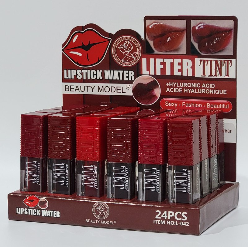 BRILLO TINTA PARA LABIOS DUPE MAYBELLINE LIFTER TINT CON ACIDO HIALURONICO COLOR INTENSO DURADERO, TEXTURA LIGERA 6 TONOS BEAUTY MODEL