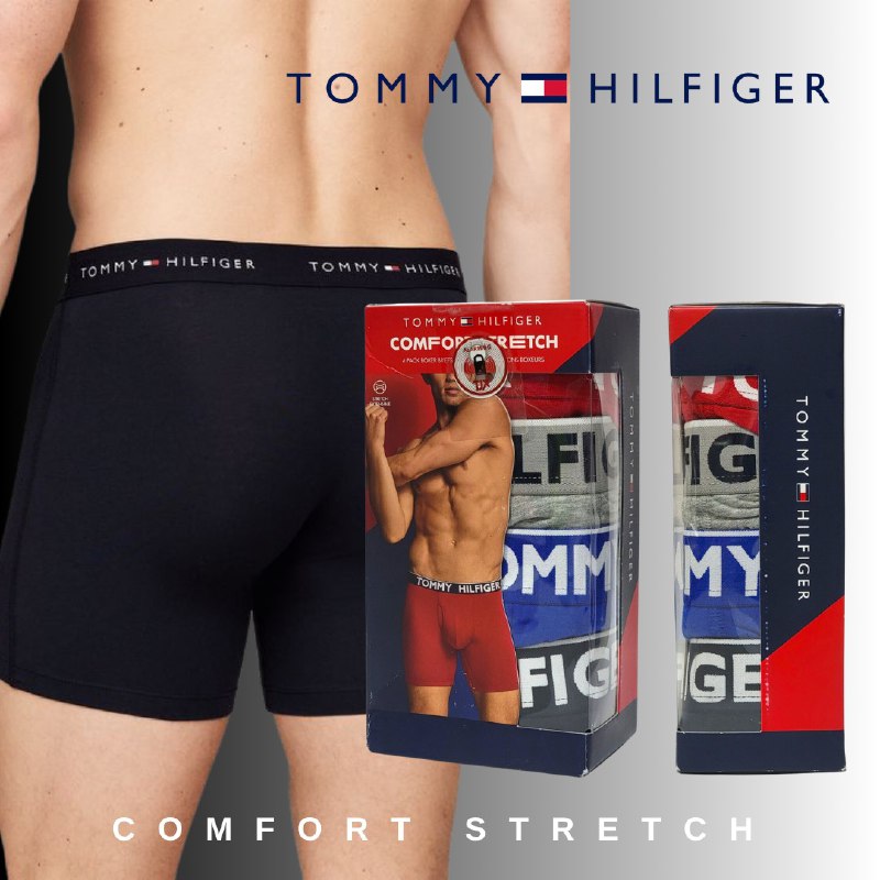 ROPA INTERIOR PARA CABALLERO TOMMY HILFIGER COMFORT STRETCH BOXER BRIEF 4 UNIDADES TALLA LARGE 36-38 (L)