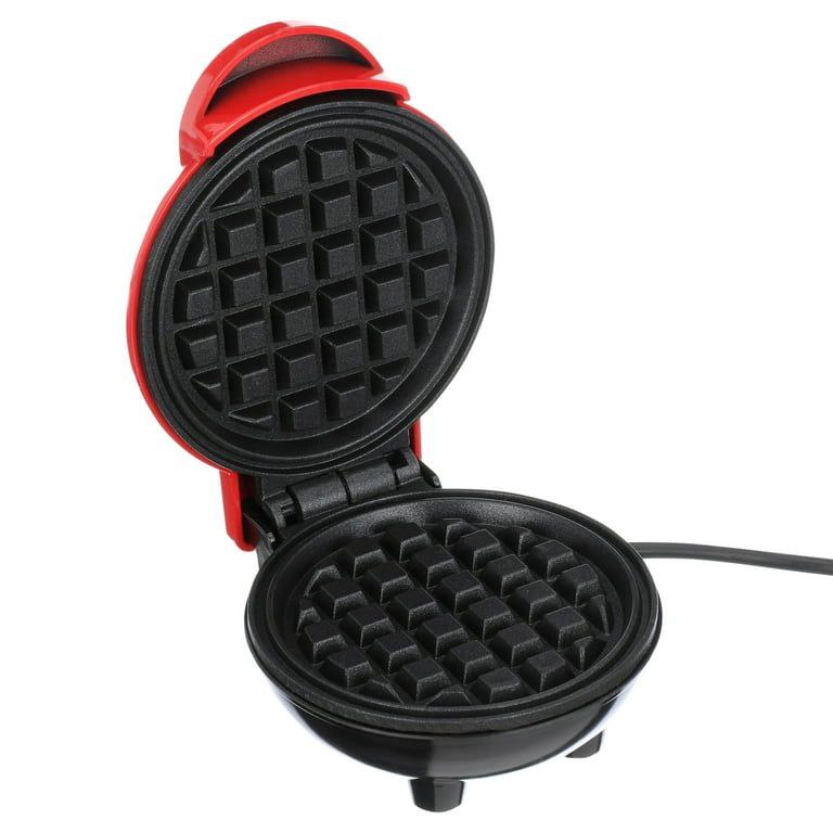 MAQUINA WAFFLERA, MINI MAQUINA ELECTRICA PARA HACER WAFFLES 350W, ANTIADHERENTE 10CM, LIMPIEZA FACIL MINI MAKER