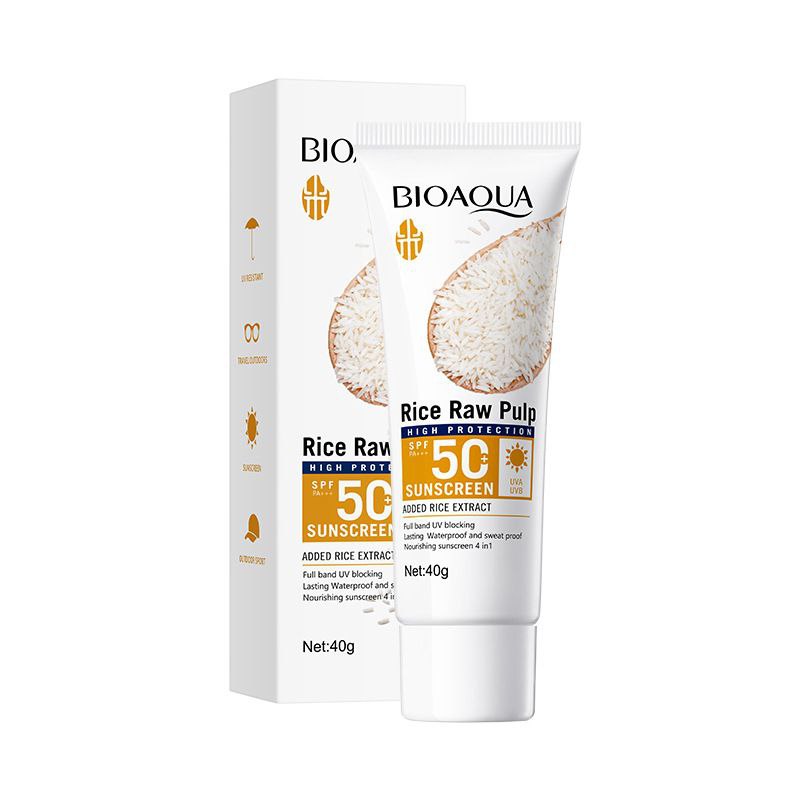PROTECTOR SOLAR DE PULPA CRUDA DE ARROZ SPF50 BLANQUEADOR REFRESCANTE Y NO GRASO BIOAQUA 40G