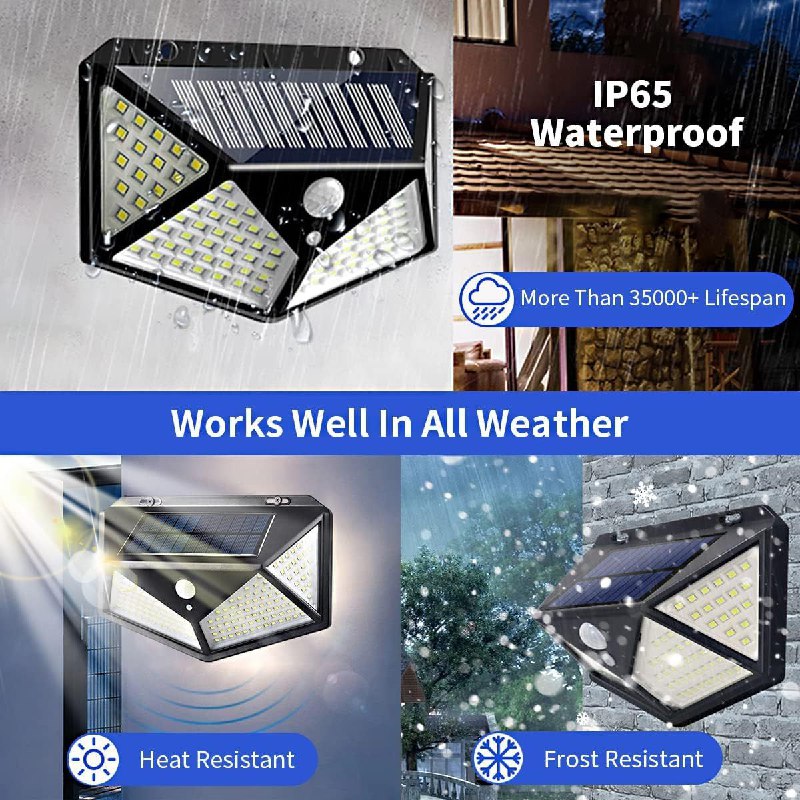 LUZ LED, LAMPARA SOLAR LUZ LED PARA EXTERIORES CON SENSOR DE MOVIMIENTO IMPERMEABLE SOLAR WALL BK-100