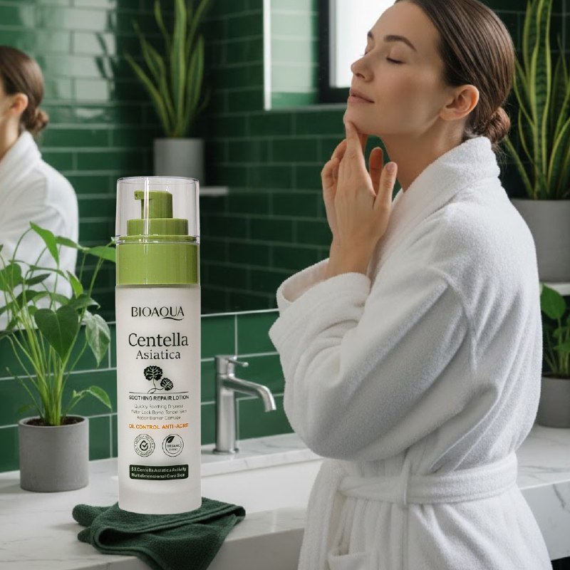CREMA FACIAL LOCION REPARADORA DE CENTELLA ASIATICA CON TEXTURA SEDORA Y NO PEGAJOSA, SE ABSORBE RAPIDAMENTE, HIDRATA, NUTRE, CALMA Y REPARA LA PIEL, DEJANDOLA SUAVE Y TIERNA BIOAQUA 80ML