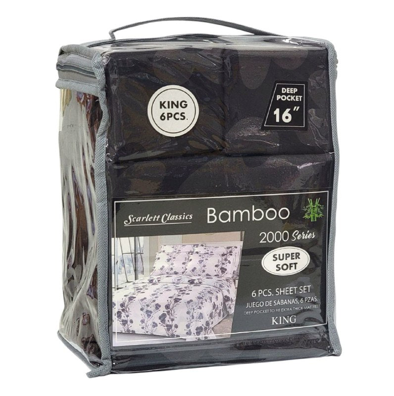 JUEGO DE SABANAS CAMERA DE 6 PIEZAS KING SCARLETT CLASSICS BAMBOO, 25 ESTILOS