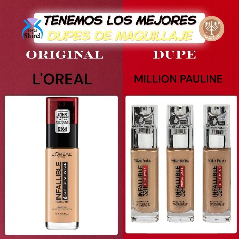 BASE LIQUIDA DUPE DE LOREAL CON VITAMINA C SPF 25+ MILLION PAULINE 30G