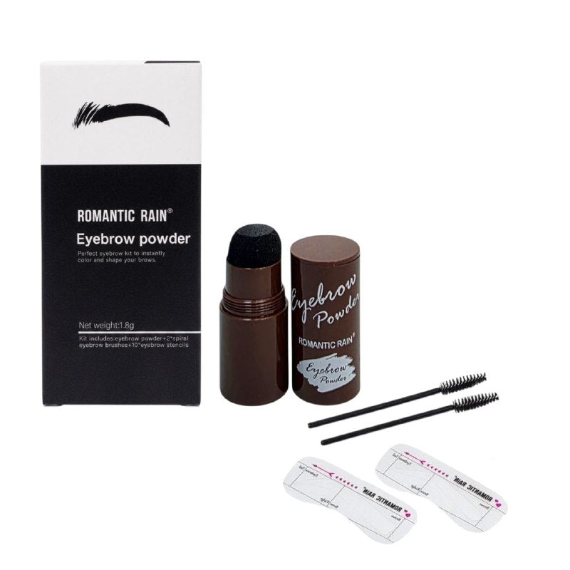 KIT PARA CEJAS PERFECTAS CON POLVO CEPILLOS Y PLANTILLAS DE CEJA 3 TONOS ROMANTIC RAIN 1.8G