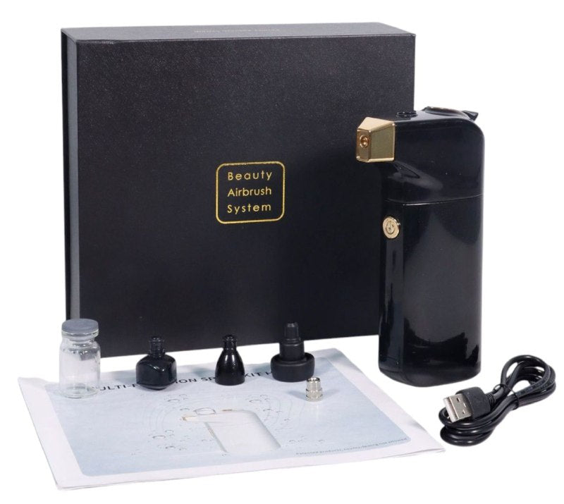 MAQUINA AEROGRAFO DE MAQUILLAJE, PARA APLICAR BASE DE MAQUILLAJE, AEROGRAFO INALAMBRICO DE COBERTURA JUSTA BEAUTY AIRBRUSH SYSTEM