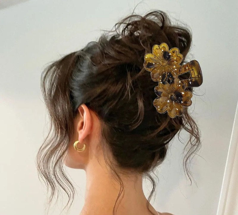 GANCHO PARA EL CABELLO DE DISEÑO DE DOBLE FLOR, PINZAS DE SUJECION FUERTE, ACCESORIO PARA EL CABELLO PAQUETE DE 12UND 8X5CM