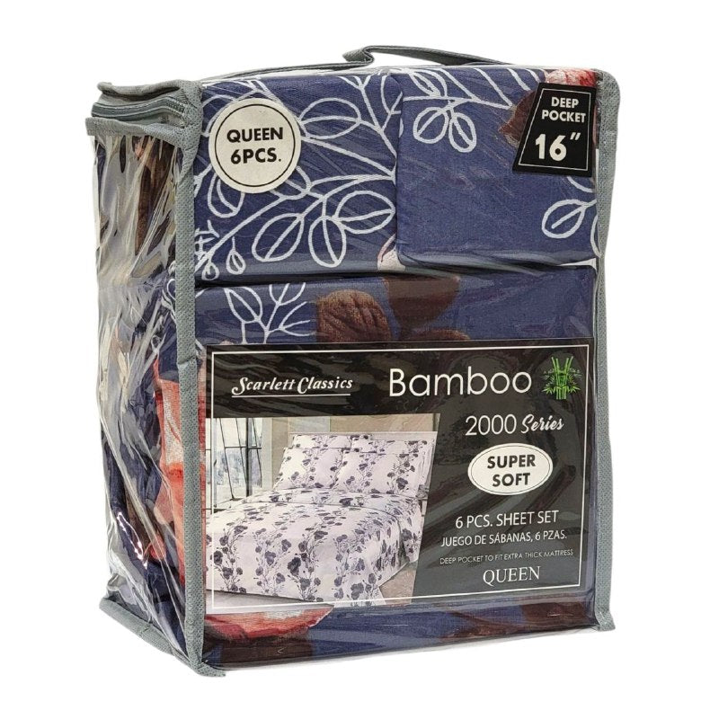 JUEGO DE SABANAS CAMERA DE 6 PIEZAS QUEEN SCARLETT CLASSICS BAMBOO, 54 ESTILOS