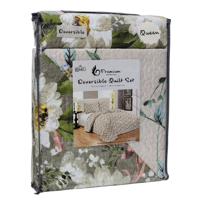 JUEGO DE SABANAS CAMERA TIPO EDREDON REVERSIBLE, DE 3 PIEZAS QUEEN BENELI HOME, 20 ESTILOS