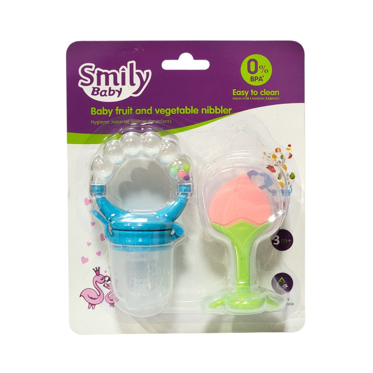 BIBERON CHUPON PARA BEBES DE ALIMENTACION Y MORDEDOR 2PCS SMILY BABY