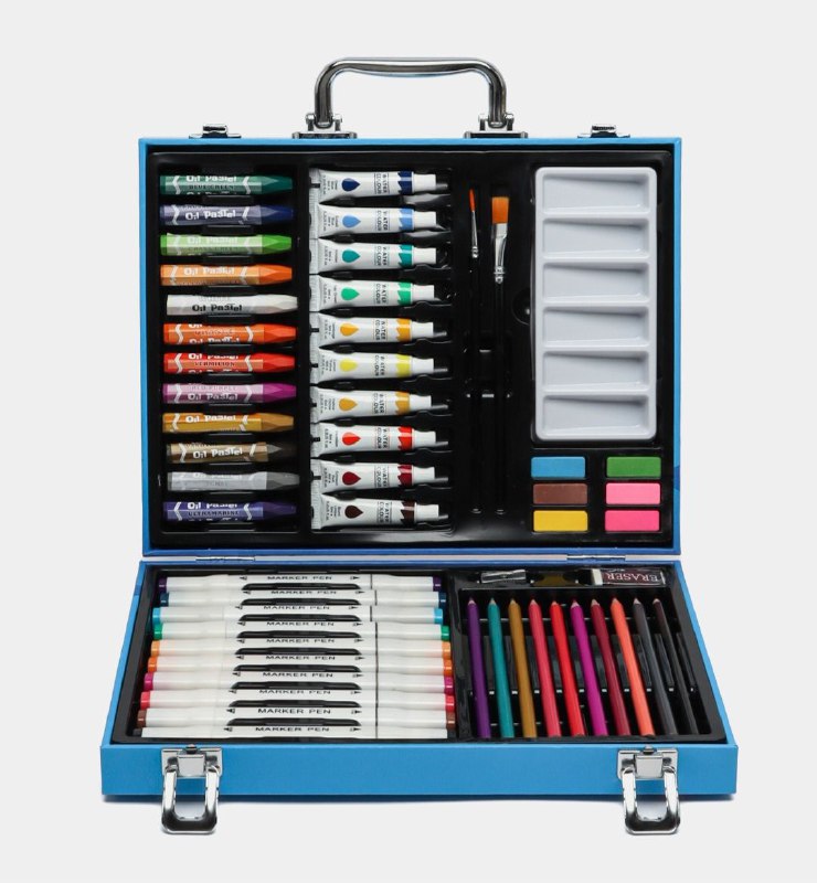 ESTUCHE DE ARTE Y DIBUJO CREATIVO PARA NIÑOS 53 PIEZAS AZUL ASTRONAUTA
