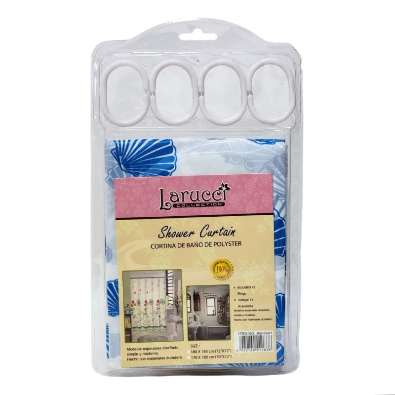CORTINA DE DUCHA DE POLYSTER, SIMPLE Y MODERNO CON 12 ARANDELAS Y MATERIALES DURADEROS 180X180CM LARUCCI SHOWER CURTAIN 16 ESTILOS