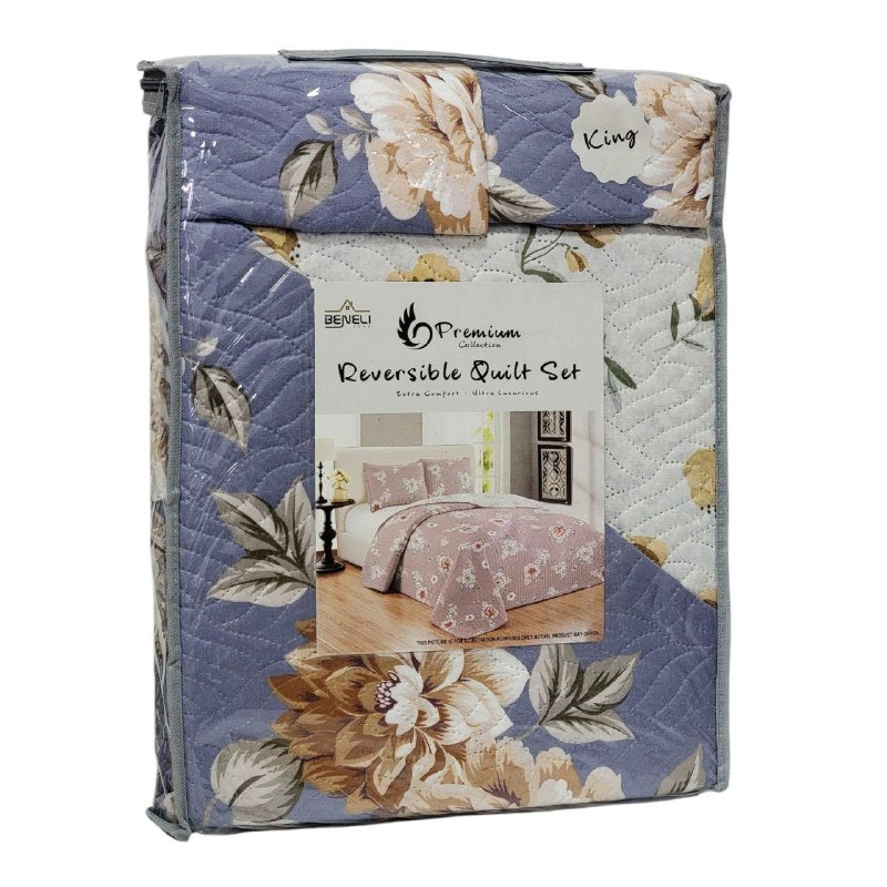 JUEGO DE SABANAS CAMERA TIPO EDREDON REVERSIBLE DE 3 PIEZAS KING BENELI HOME 17 ESTILOS