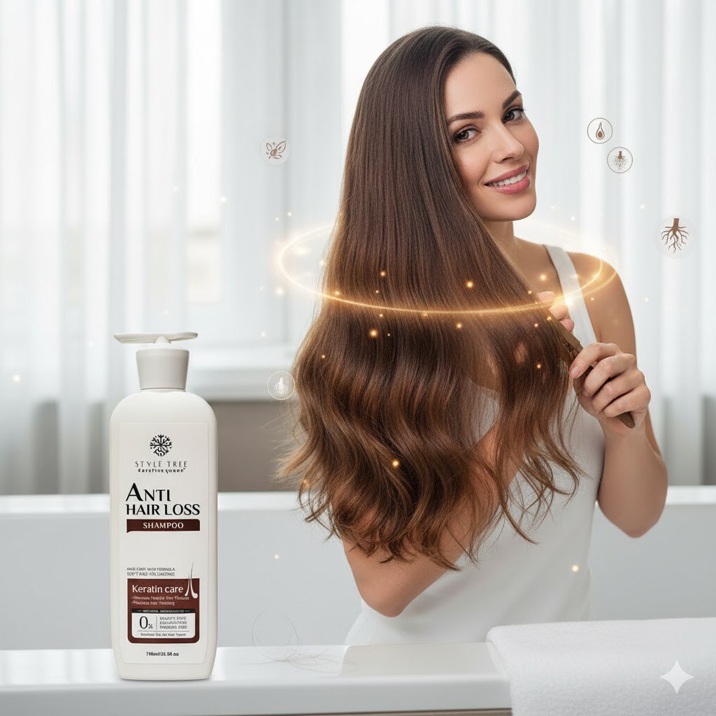 SHAMPOO ANTICAIDA DE QUERATINA NUTRE Y FORTALECE KERATINE QUEEN STYLE TREE  750ML