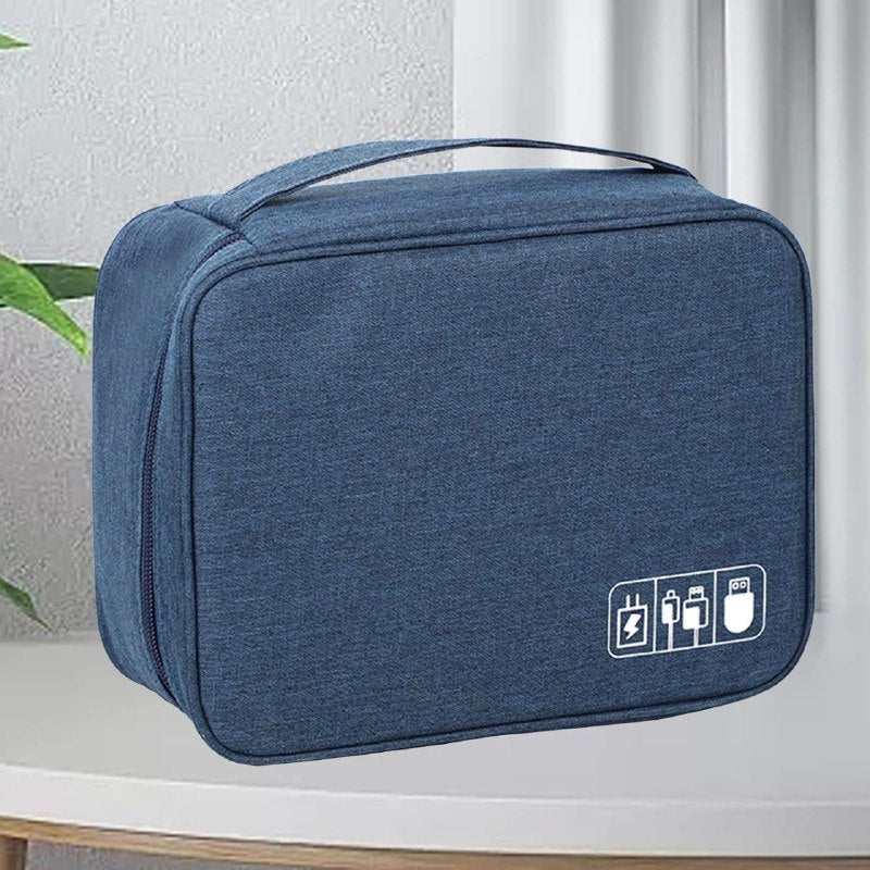 BOLSO ORGANIZADOR DE CABLE RESISTENTE AL AGUA, PARA ARTICULOS ESENCIALES DE VIAJE, PORTATIL PARA CARGADORES Y CBALES 4 COLORES 24X8CM