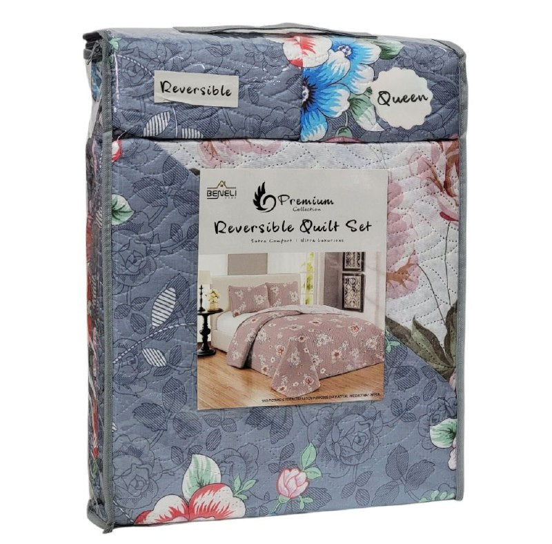 JUEGO DE SABANAS CAMERA TIPO EDREDON REVERSIBLE, DE 3 PIEZAS QUEEN BENELI HOME, 20 ESTILOS