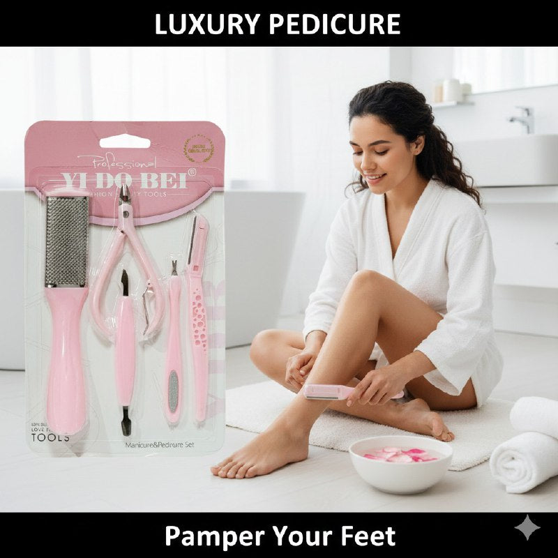 SET DE PEDICURA Y MANICURA PROFESIONAL DE 5 PIEZA, ELIMINAN DUREZAS Y PIEL MUERTA Y SUAVIZAN LA PIEL YI DO BEI