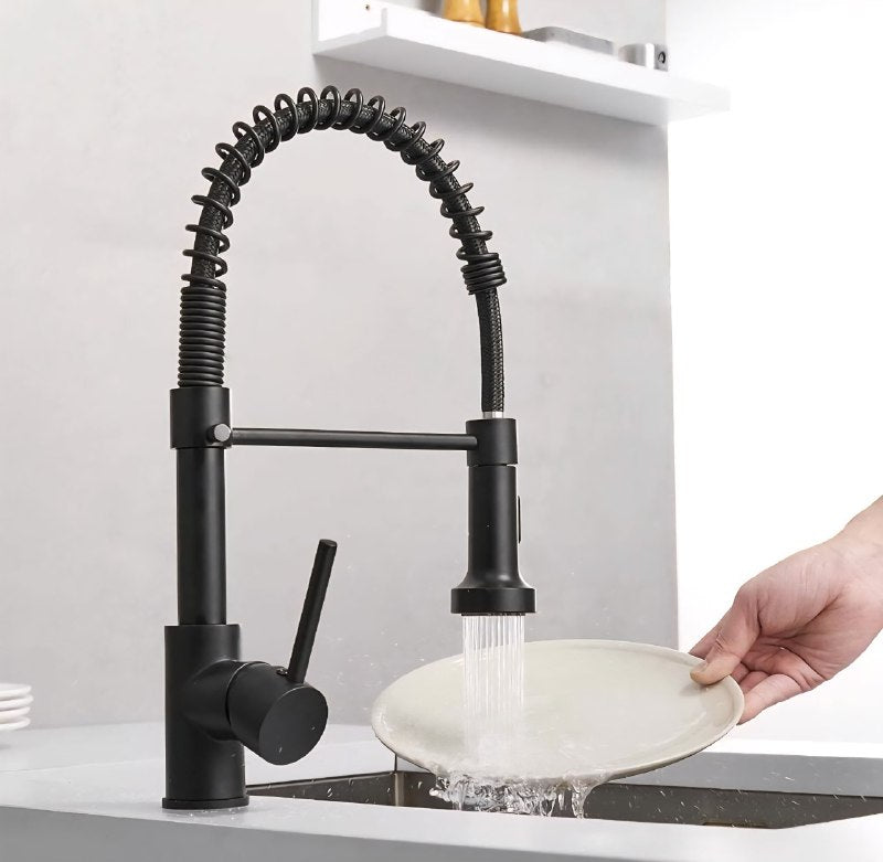 GRIFO LAVAMANOS DE COCINA NEGRO CROMADO ELEGANTE MODERNO FANFANG FF-8022B