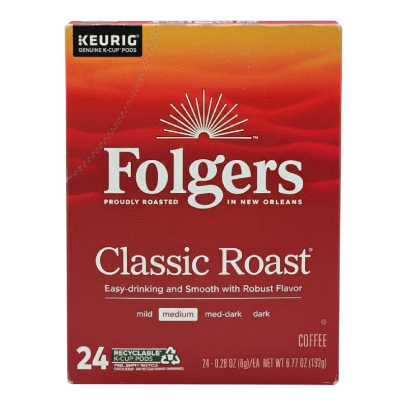 COMIDA CAFE TOSTADO MEDIANO CON SABOR RICO Y SUAVE EN CAPSULAS FOLGERS 24UND