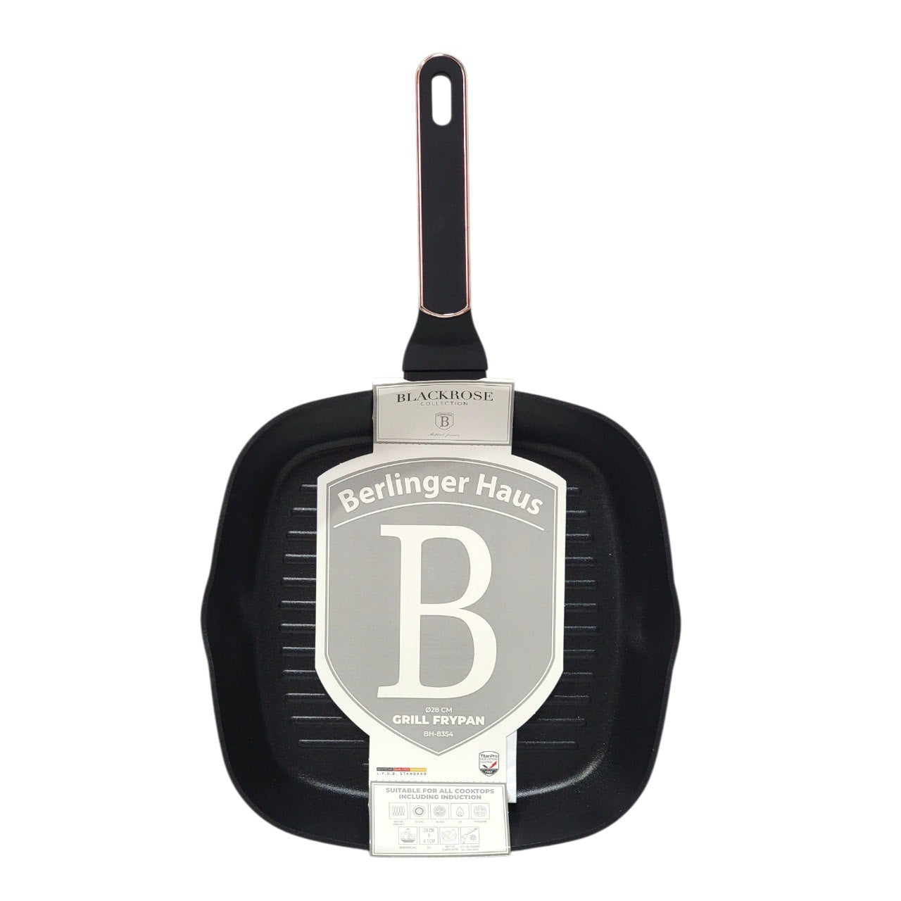 SARTÉN GRILL CON SUPERFICIE ESTRIADA PARA MARCAR LOS ALIMENTOS BLACKROSE 4.1X28CM