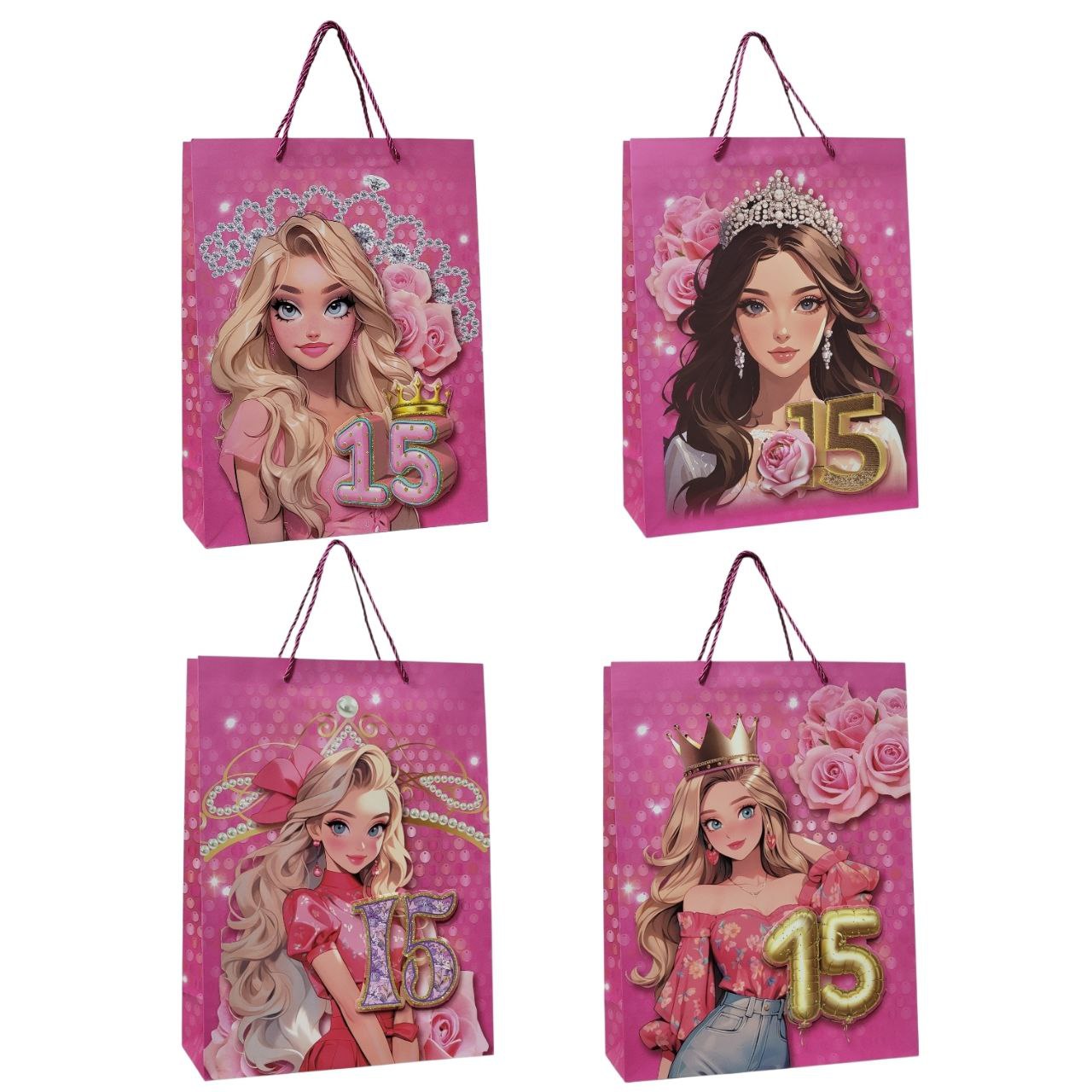 BOLSA DE REGALO PARA 15 AÑOS GRANDE  30X40X12CM