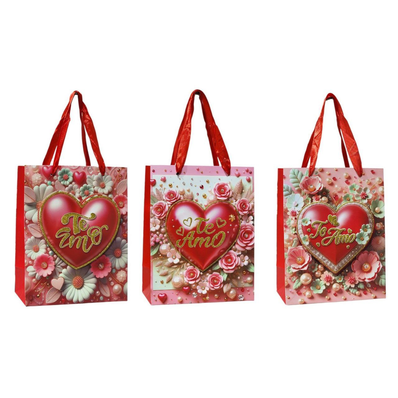 BOLSA DE REGALO DE SAN VALENTIN PEQUEÑA 19X23X8CM