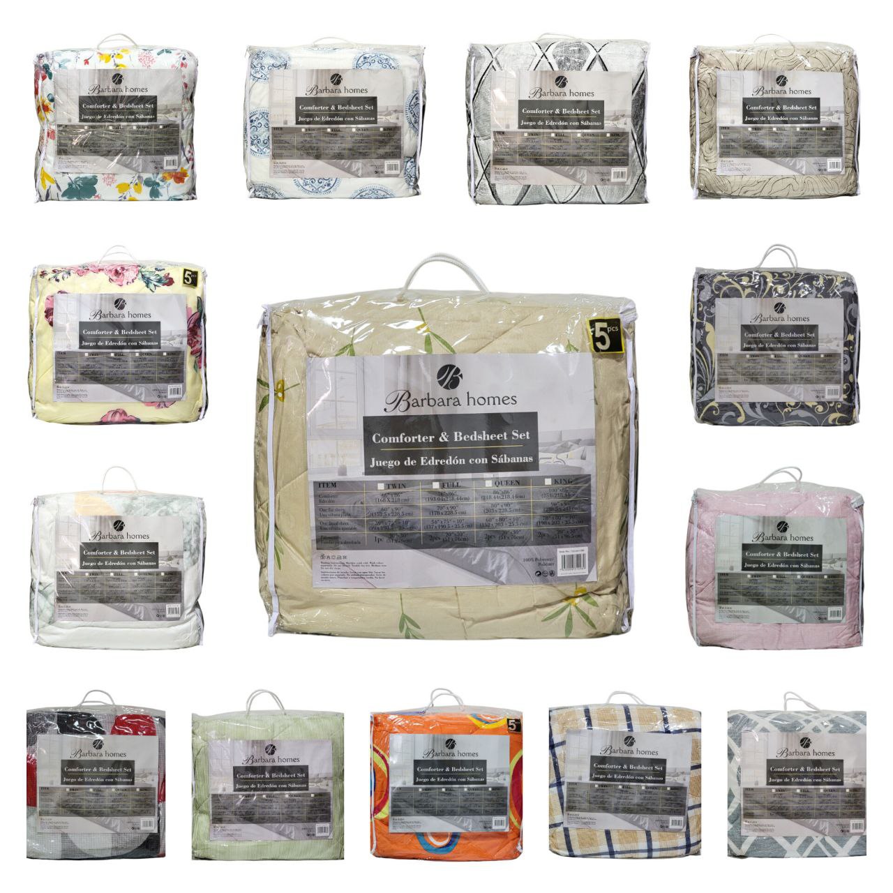 JUEGO DE SABANAS CON EDREDON QUEEN BARBARA HOME 5PCS