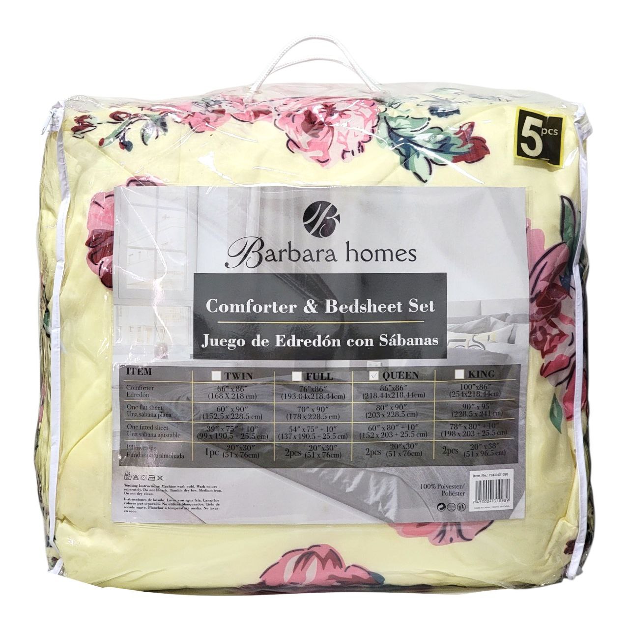 JUEGO DE SABANAS CON EDREDON QUEEN BARBARA HOME 5PCS