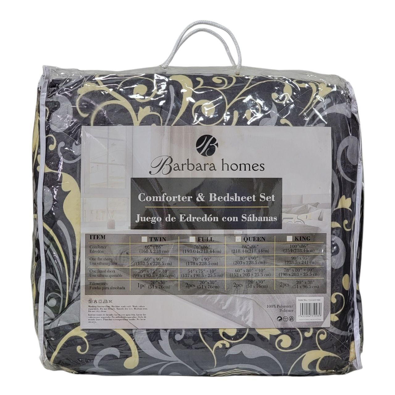 JUEGO DE SABANAS CON EDREDON QUEEN BARBARA HOME 5PCS