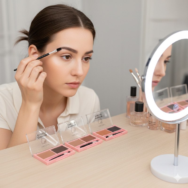POLVO PARA CEJAS CON MINI BROCHAS DE USO DIARIO APRUEBA DE SUDOR MECOW  4 TONOS
