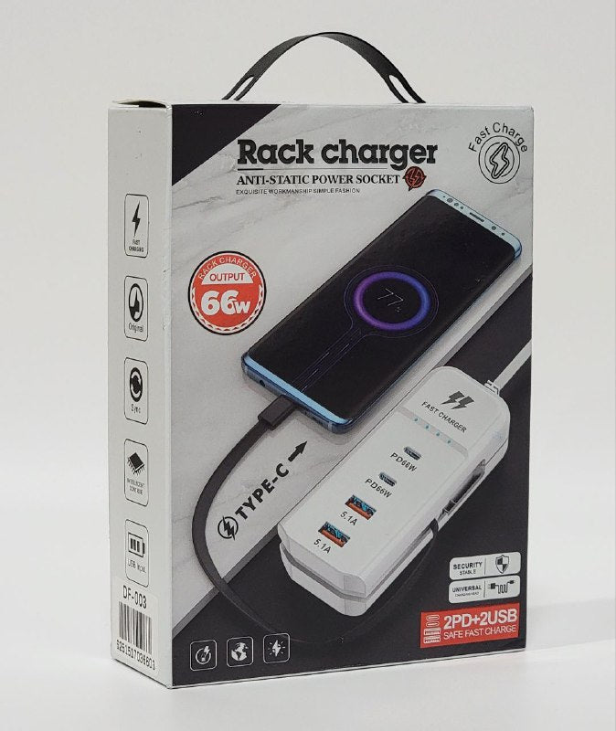 CARGADOR DE RACK TOMA DE CORRIENTE ANTIESTATICA PUERTOS TIPO C CARGA RAPIDA SEGURA RACK CHARGER