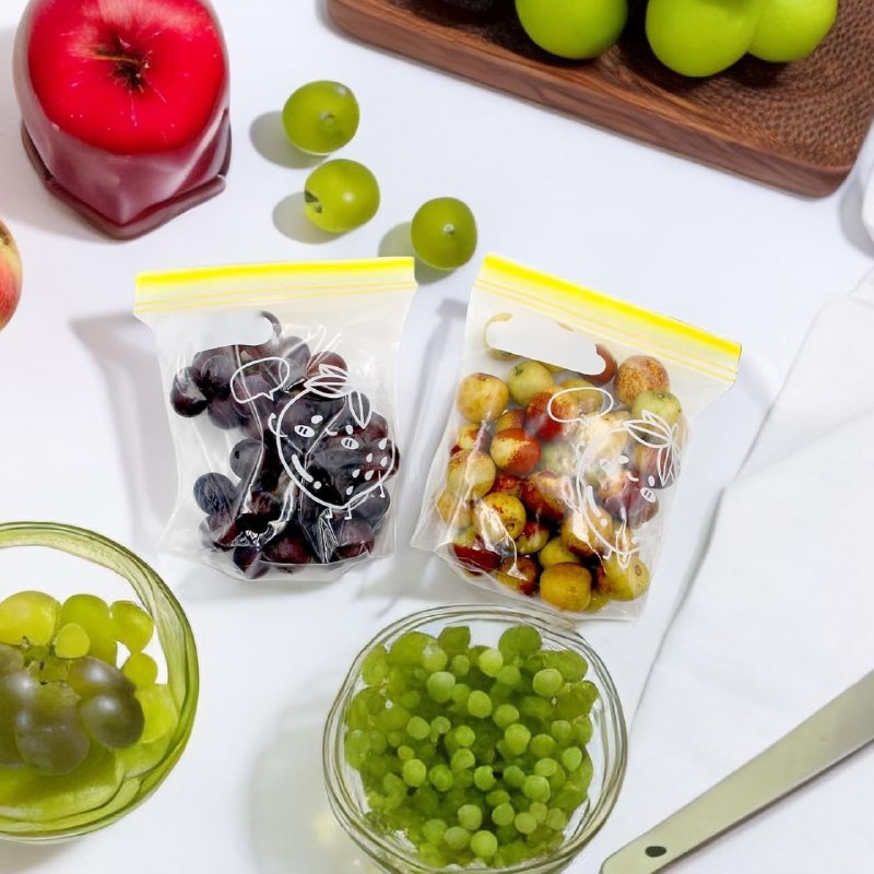BOLSA PARA ALIMENTOS CON CIERRE HERMETICO CON DISEÑOS DECORATIVOS Y ESPACIOS PARA ESCRIBIR 30UND 14X16CM
