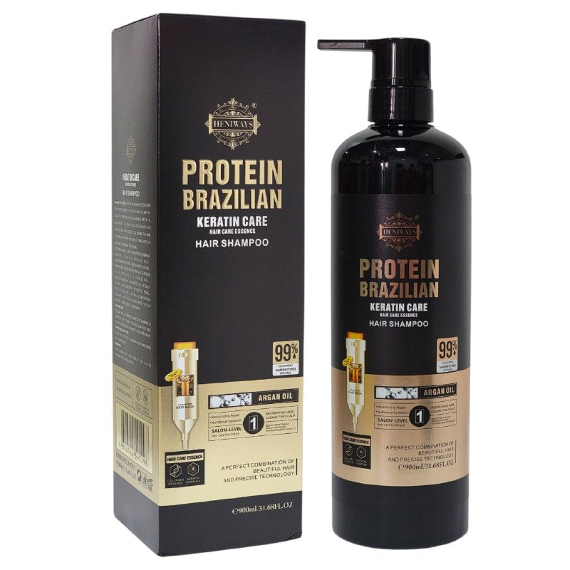 SHAMPOO CON PROTEINA BRASILEÑA Y QUERATINA HIDRATANTE HENIWAYS 900ML